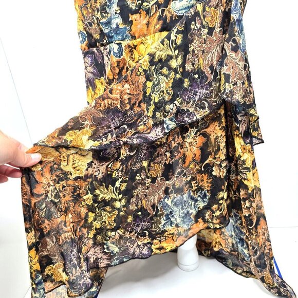 VTG Women's Black Brown Whimsigoth Floral Tiered Maxi Pull on Skirt Y2K 90s - Picture 3 of 10